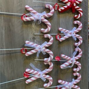 Glitter Candy Cane Garden Stakes - Pink & White Holiday Décor